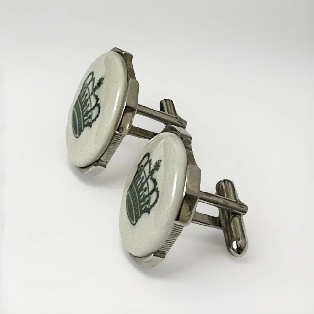 Royal Copenhagen Porcelain Crown Toggle Cufflinks